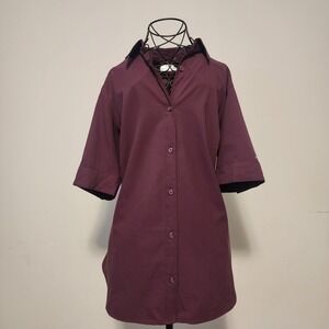 Columbia Burgundy Women's Short Sleeve Button-up Blouse